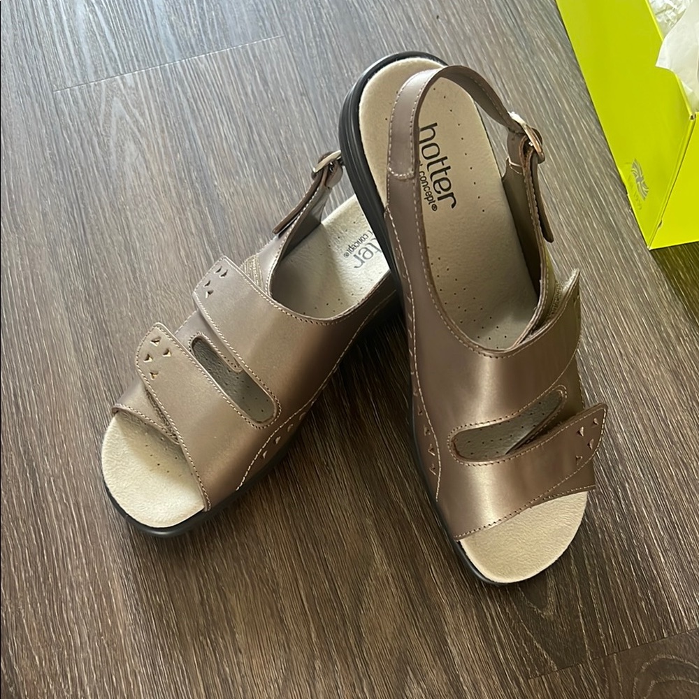 Hotter Tan Sandals Strappy Design Flat Sole